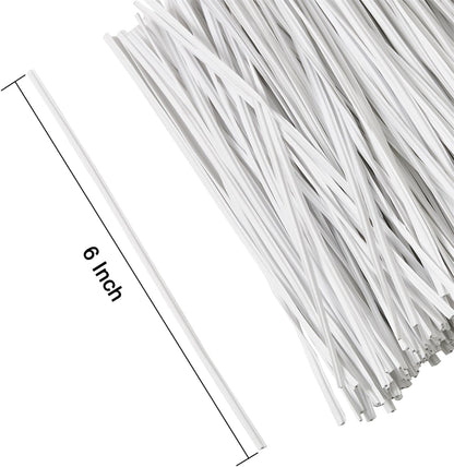 300 Pcs 6 inch White Plastic Twist Ties, Cable Ties, for Bags, Gardening Tools