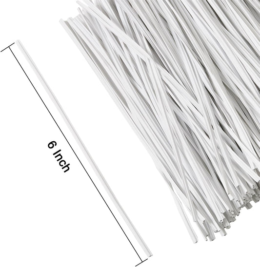 300 Pcs 6 inch White Plastic Twist Ties, Cable Ties, for Bags, Gardening Tools