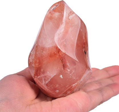 AMOYSTONE Red Hematoid Flame Shaped Stone Towers Obelisk Natural Healing Crystal Quartz Reiki Energy Decoration Home Office Small 1.0LBS