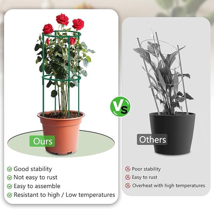 Small Tomato Cage 2 Pack,SupKing Adjustable Plant Trellis Plastic Potted Support Ring Stakes for Indoors Garden Climbing Vines Peony Cucumber,Comes 20 Twist Ties