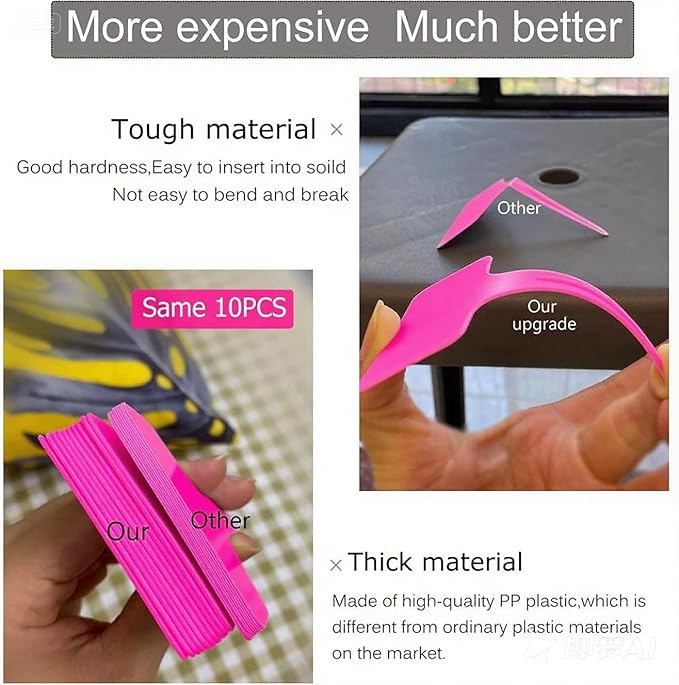 100 Pcs Waterproof Pink Durable Plastic Plant Outdoor Garden Labels Nursery Markers T-Type Thick Tags Re-Usable for Vegetables Seedlings