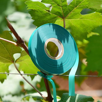 2 Pcs 150 Feet x 1/2" Wide Stretch Tie Tape Green Plant Garden Tie, Garden Vinyl Stake for Branches, Climbing Planters, Flowers