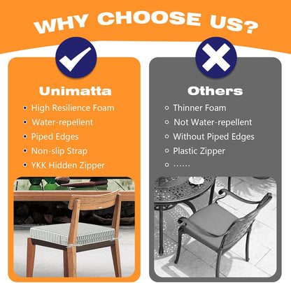 Square Corner Seat Cushions, 19" x 19" x 3", Set of 4, Indoor Outdoor Water Repellent Universal Chair Pads with Ties for Patio Furniture, Garden Deck Dining Chairs, Black and White