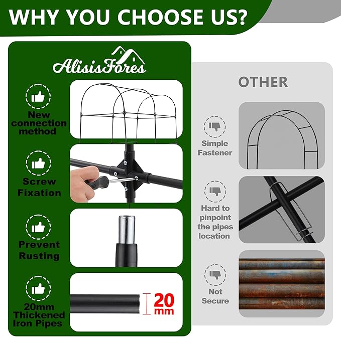 Garden Arch Trellis for Climbing Plants Outdoor 7.2 ft Height Large Tunnel Trellis Support for Vegetables Plant Cucumber Trellis for Garden Raised Bed, Black