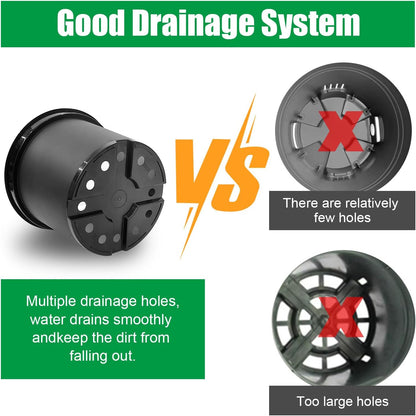 3 Gallon Plastic Nursery Pots, 10 Inch Round Plant Pots with Drainage Holes, 10 Pack Planting Pot for Outdoor Indoor Plants, Gardening Gifts for Women, Black