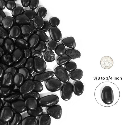StoneCreek River Rocks, Decorative Garden Stones for Plant Landscaping, Polished Gravel Filler Pebbles for Home Decoration, Vases, Succulents, Flower Beds (6 LBS, Black, Medium)
