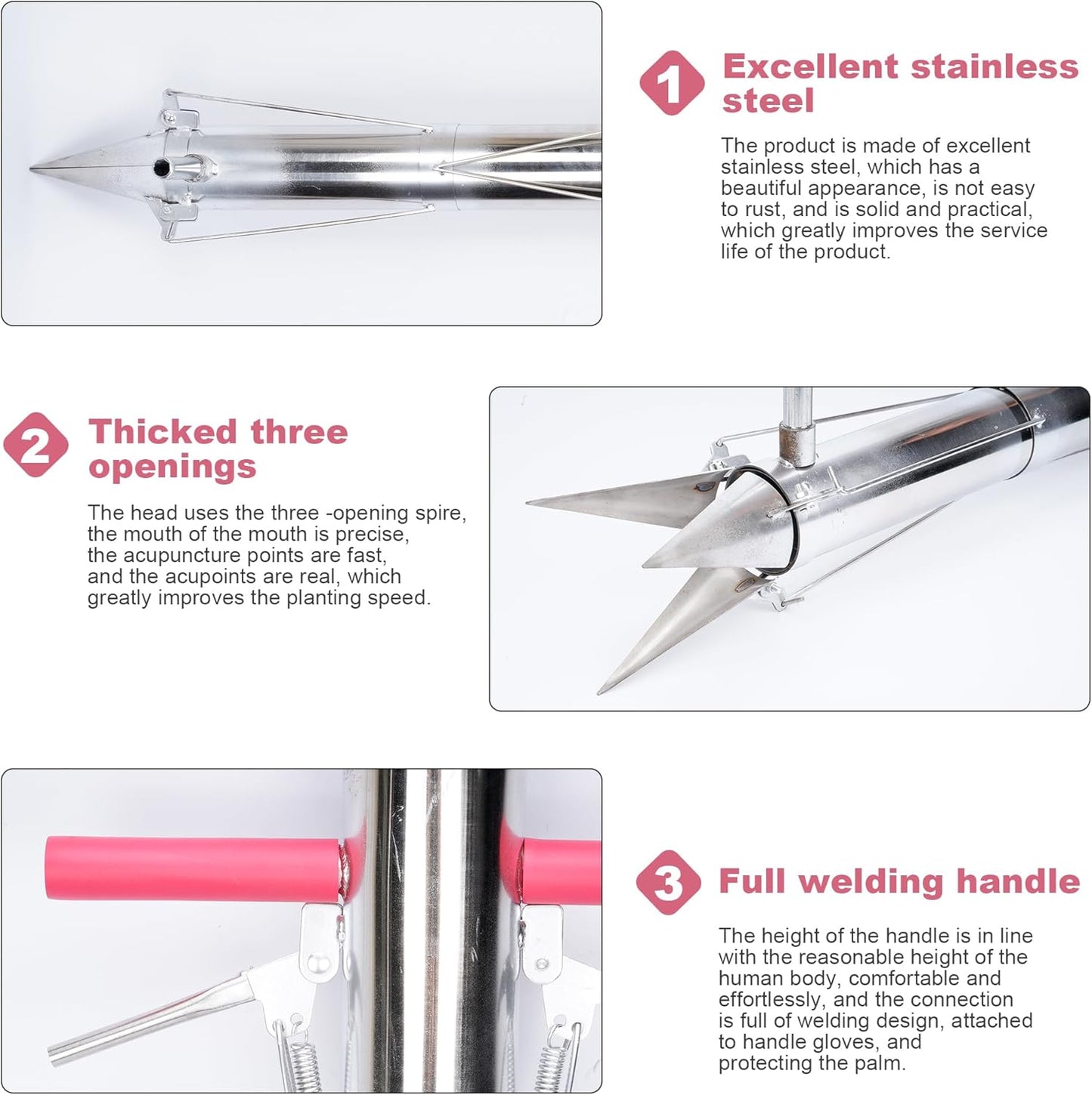 AIWFL Seedling Transplanter Long Handled Bulb Planter Tools Vegetable Young Plant Manual Plant Transplanter Stainless Steel Planting Garden Tools