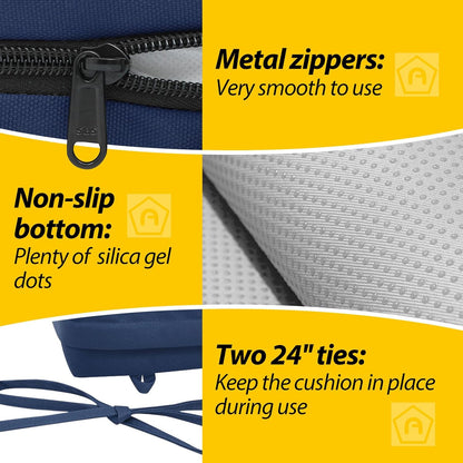 AAAAAcessories Outdoor Seat Cushions for Chairs, Waterproof, Fade-Resistant Patio Furniture Replacement Cushions, 20" x 20" x 3", Set of 2, Navy Blue