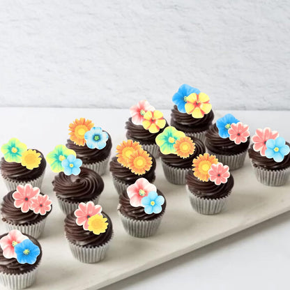 80 PCS Edible Flowers Cake Decorations Edible Daisy Cupcake Toppers Sunflower Cupcake Decoration Flower Birthday Party Decor for Baby Shower Wedding Birthday Party Cake Food Decorations Supplies