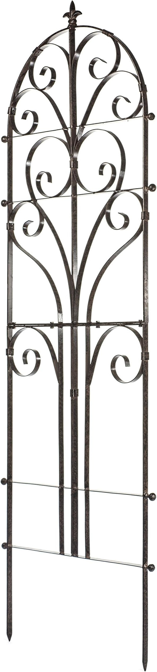 H Potter Garden Trellis for Climbing Plants Iron Metal Outdoor Scroll Wall Decor or Flowers Roses Vine Ivy Clematis GAR214 Large