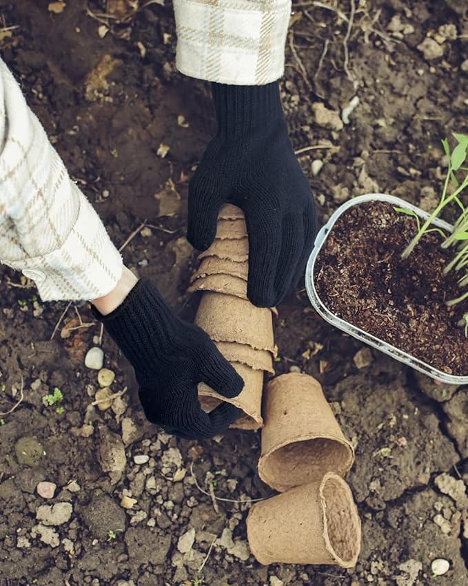 Evridwear Cotton Polyester String Knit Shell Safety Protection Work Gloves for Painter Mechanic Industrial Warehouse Gardening Construction Men & Women 12 Pairs, no Dots, Navy,Large