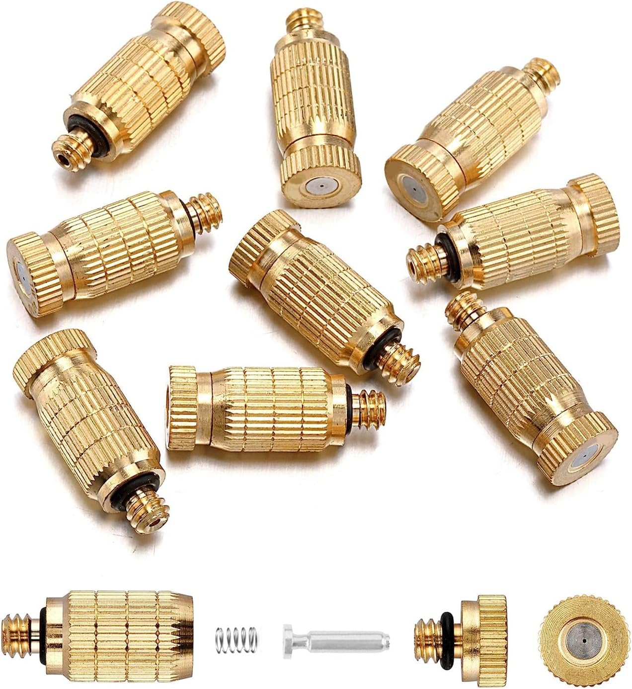 20pcs High Pressure Atomizer Nozzle Brass Misting Nozzles for Outdoor Cooling System, Landscaping, Greenhouse Irrigation, Air Humidification, Anti-Drip Fogging Spray Head(0.016"/0.4mm)