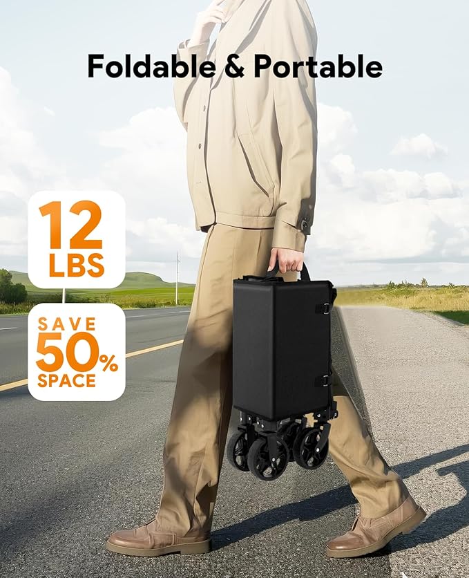 3 in 1 Collapsible Wagon Converts to Bench, 220lbs Foldable Wagon Cart with Wheels, 120L Shopping Cart for Groceries Folding Utility Wagon for Beach, Garden, Camping, Sport, Black