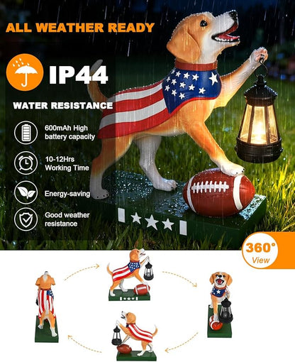 Solar Dog Statues Outdoor Decor with Lantern - Unique Beagle Puppy Home Decor Figurine for Garden, Patio, Yard - Idea Gifts for Women Mom