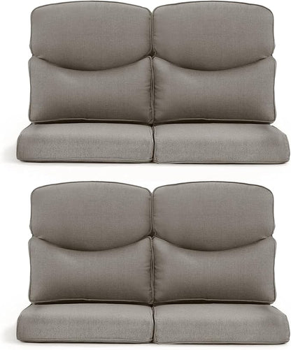 Patio Chair Cushions 4 Packs - Outside High Back Thick Water-Resistant Cushion 22x24 with Zipper Cover for Outdoor Glider Rocking Chairs Loveseat Couch – Grey/Crescent