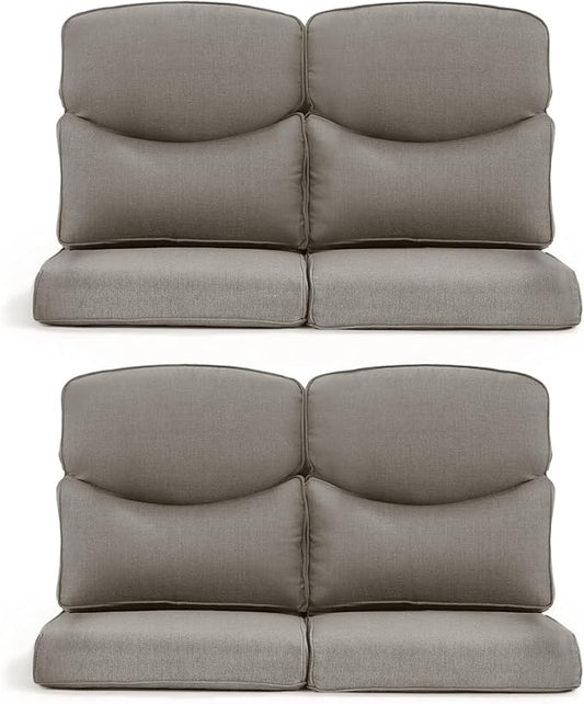 Patio Chair Cushions 4 Packs - Outside High Back Thick Water-Resistant Cushion 22x24 with Zipper Cover for Outdoor Glider Rocking Chairs Loveseat Couch – Grey/Crescent