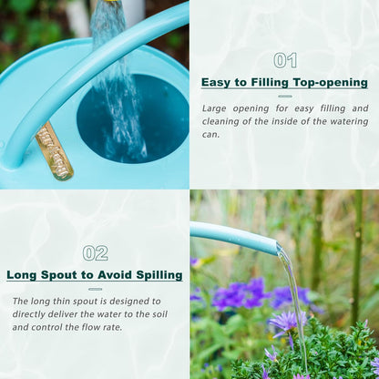 Berry&Bird House Plants Watering Can - Indoor & Outdoor 1/2 Gallon Stainless Steel Water Can with Long Spout Garden Decoration for Flower Bonsai Succulent Gardening Large Water Bottle (2L, Magnolia)