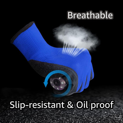 Evridwear Crinkle Latex Rubber Hand Coated Safety Work Gloves for Men Women General Multi Use Construction Warehouse Gardening Assembly Landscaping (M-Size) Blue 120 Pairs Pack