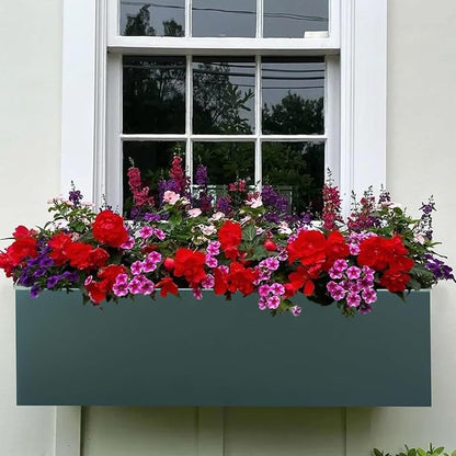 2 Pack Metal Railing Planter Box, 30 Inch Balcony Planters with Adjustable Brackets, Large Hanging Planters for Outdoor Fence Deck