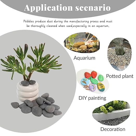 10LB Black Stones Pebbles River Rocks, Natural Beach Pebbles, 0.8-1.5" Decorative Rocks- Ideal for Garden Landscaping, Home Decor, Aquariums, Painting, Crafting and Gifts, Black Colors