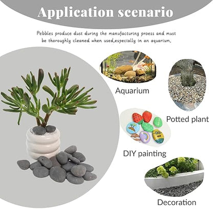 10LB Black Stones Pebbles River Rocks, Natural Beach Pebbles, 0.8-1.5" Decorative Rocks- Ideal for Garden Landscaping, Home Decor, Aquariums, Painting, Crafting and Gifts, Black Colors