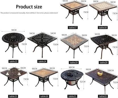 Outdoor Table Tile Square Patio Table All Weather Aluminum Frame Outdoor Dining Tables for Lawn Garden Backyard (90 * 90cm Aluminium Red Square Tables)