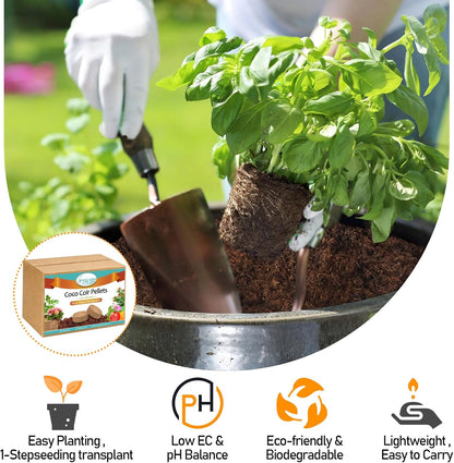 Legigo 50 Pcs 30mm Coco Coir Pellets Seed Starting Soil Mix- Compressed Coconut Coir Pellets Potting Soil Pods for Seedling, Coco Peat Soil Discs for Indoor & Outdoor Plants, Herb Vegetables Flowers