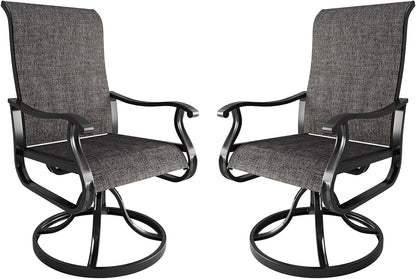 Amopatio Patio Swivel Chairs Set of 2, Outdoor Swivel Rocker Dining Chairs with All Weather Textilene High Back & Metal Frame, for Backyard Deck Lawn Garden, Dark Grey