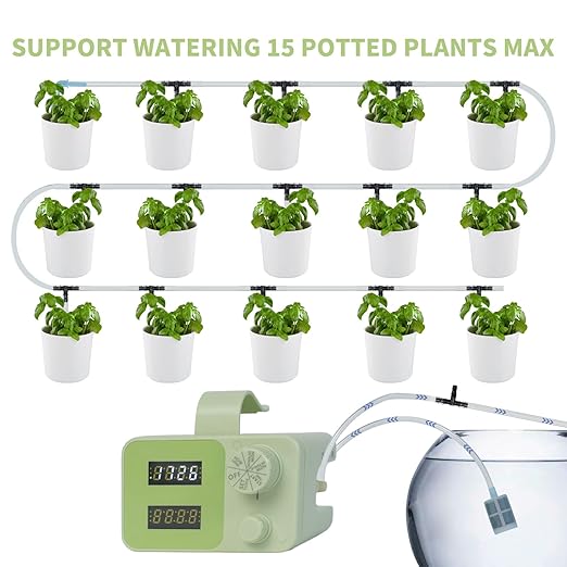 Automatic Plant Watering System for Indoor Plants,Smart Self Watering System for 15 Potted Plants, Automatic Drip Irrigation Kit Programmable Water with Timer (for 15 Potted Plant)