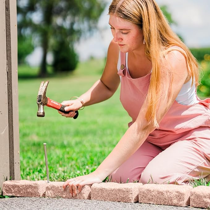 Beuta Landscape Edging | Garden Edging Border | Faux Stone Bricks for Lawn Edging, Flower beds, Pathways & Yard Edging– 1 Pack | Each Section Has 6 Bricks 48" L x 4" W x 2.25" H | 3 Spikes |Sandstone