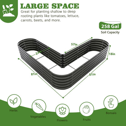 A ANLEOLIFE 33-Pack Deep Root Galvanized Raised Garden Beds Outdoor for Planting Vegetables Flowers Herb, Quartz Grey