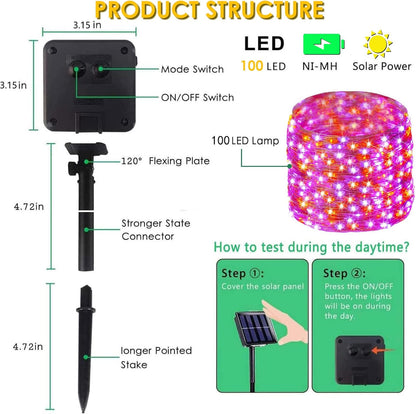 Purple and Orange Halloween Solar String Lights Outdoor, 2 Pack 80FT 200LED Solar Twinkle Lights Outside Waterproof, Copper Wire 8 Modes Lights for Halloween Decoration Outdoor