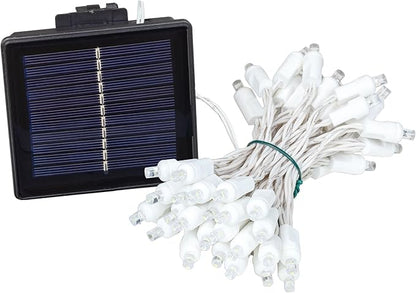Novelty Lights 50 Light Solar Powered LED Outdoor Mini Light String, 12.5 Feet on White Wire, Pure White 5mm Bulbs, Automatic Dusk to Dawn Operation