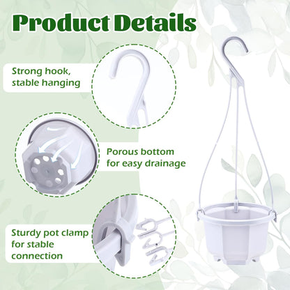 Roshtia 24 Pcs Hanging Plastic Planter Pot with Hook Flower Pots Baskets Hanging Nursery Planter Holder for Outdoor Indoor Plant Garden(Ceramic White,3.7 Inch)