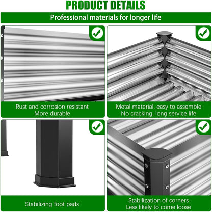 Doniks Raised Garden Bed with Legs, 48×48×32in Large Outdoor Metal Galvanized Garden Planting Box,1000lb Capacity for Vegetables Lawn Green Flowers, Fruits, Terrace