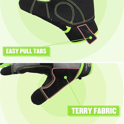 HANDLANDY Work Gloves for Men & Women, Utility Mechanic Working Gloves Touch Screen, Flexible Yard Work Gloves