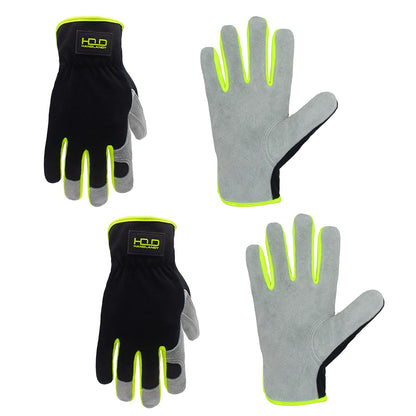 HLDD HANDLANDY 2 Pairs Leather Gardening Gloves for Men, Utility Work Gloves for Gardening, Yardwork, Construction, Mechanics, Great Garden Gifts for Men Women