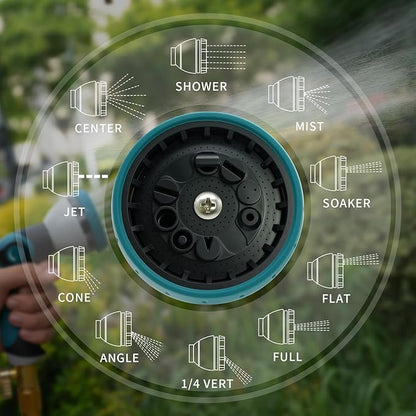 Hose Nozzle, Garden Hose Nozzle with 10 Spray Patterns, Thumb Control On Off Valve, Adjustable and Heavy Duty for Washing Car, Watering Plants, Washing Pets, and Home Use