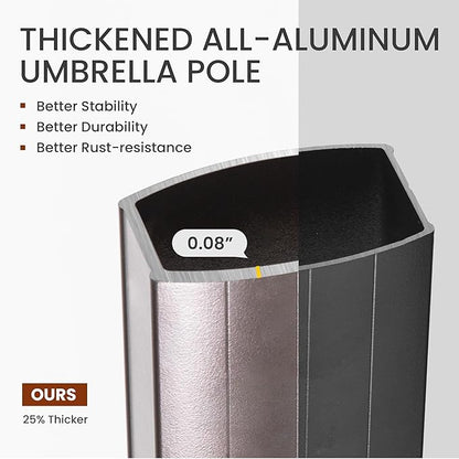 10x10 FT Cantilever Patio Umbrella Double Top Outdoor Square Large Heavy Duty Aluminum Offset Umbrellas with 7 Level Tilt 360-degree Rotation for Pool Garden Deck, Brown