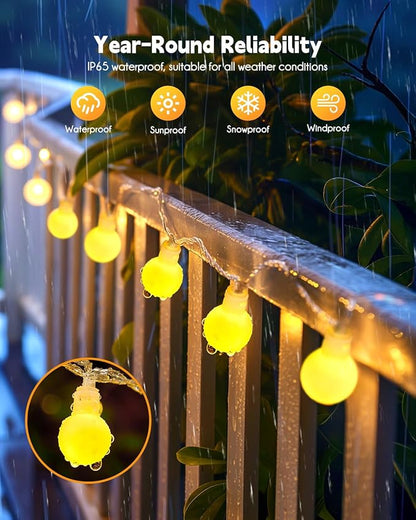 Brightown Solar String Lights Outdoor Waterproof, 19.6Ft 60 LED Globe Solar Patio Lights, 8 Modes Balcony Lights for Yard Patio Tree Canopy Party Camping Balcony Decor(Warm White)