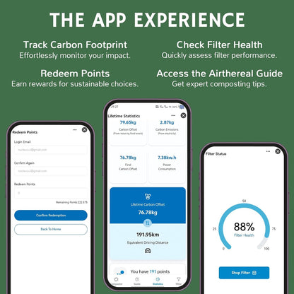 Airthereal Revive R800 5L Smart WiFi Electric Kitchen Composter - Odorless, Self-Cleaning, 3 Modes for Efficient Composting, Reduces Food Waste by 90%, App-Connected for Carbon Footprint Data