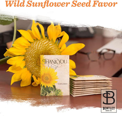 Bentley Thank You Packet - Sunflower Seeds - Pack of 25 - Perfect Eco-Friendly Thank You Gift - Non GMO
