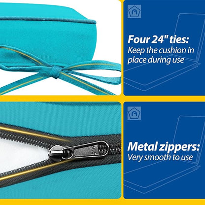 AAAAAcessories Outdoor Chaise Lounge Cushions, Waterproof, Fade-Resistant Patio Furniture Replacement Cushions, 80" x 26" x 3", Turquoise Blue