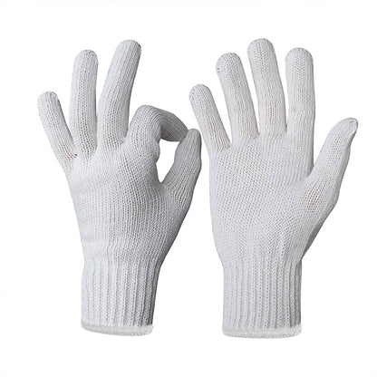 Evridwear Cotton Polyester String Knit Shell Safety Protection Work Gloves for Painter Mechanic Industrial Warehouse Gardening Construction Men & Women 12 Pairs, no Dots, Large Size