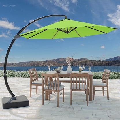 Outdoor Patio Umbrella with Sand Bag Included, 11 FT Deluxe Curvy Cantilever Umbrella Offset Hanging Umbrella with 360° Rotation for Market, Pool, Garden, Backyard, Deck