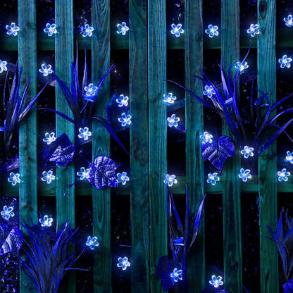 ITICdecor Outdoor Solar Flower String Lights Waterproof 50 LED Fairy Light Decorations for Christmas Tree Garden Patio Fence Yard Spring (Blue)