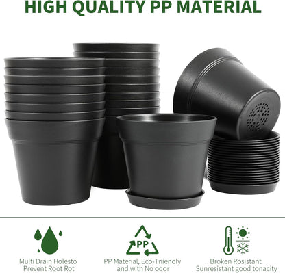 GARDIFE 20 Pack 4 inch Plant pots, planters for Indoor Plants, Flower pots, Black