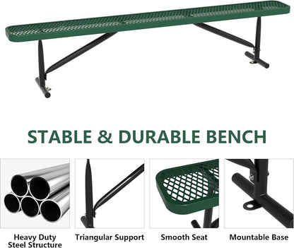 96" L Outdoor Metal Benches, Heavy Duty Garden Park Bench for Outside, Porch Chair Sports Backless Commercial Benches Mesh Bench for Shopping Mall, Store, Lawn, Park, Patio, Deck, Garden