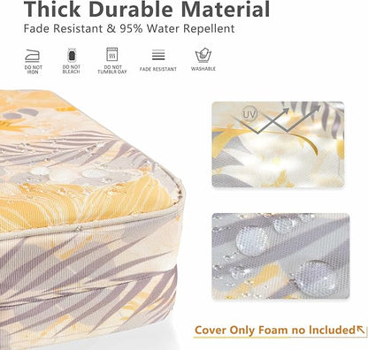 Porch Shield Outdoor Cushion Slipcovers Patio Chair Seat Cushion Covers Set 4 Waterproof Fade Resistant 22 x 20 x 4 inch, Summer Blossom