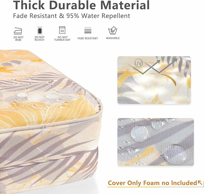 Porch Shield Patio Chair Seat Cushion Covers Set 4, Outdoor Waterproof Fade Resistant Cushion Slipcovers, Replacement Covers Only, 21 x 21 x 4 Inch